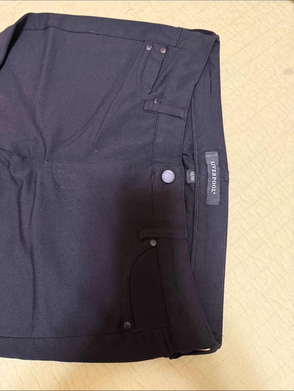 Liverpool Black Pull-On Ponte Skirt with Faux Pocket Detail